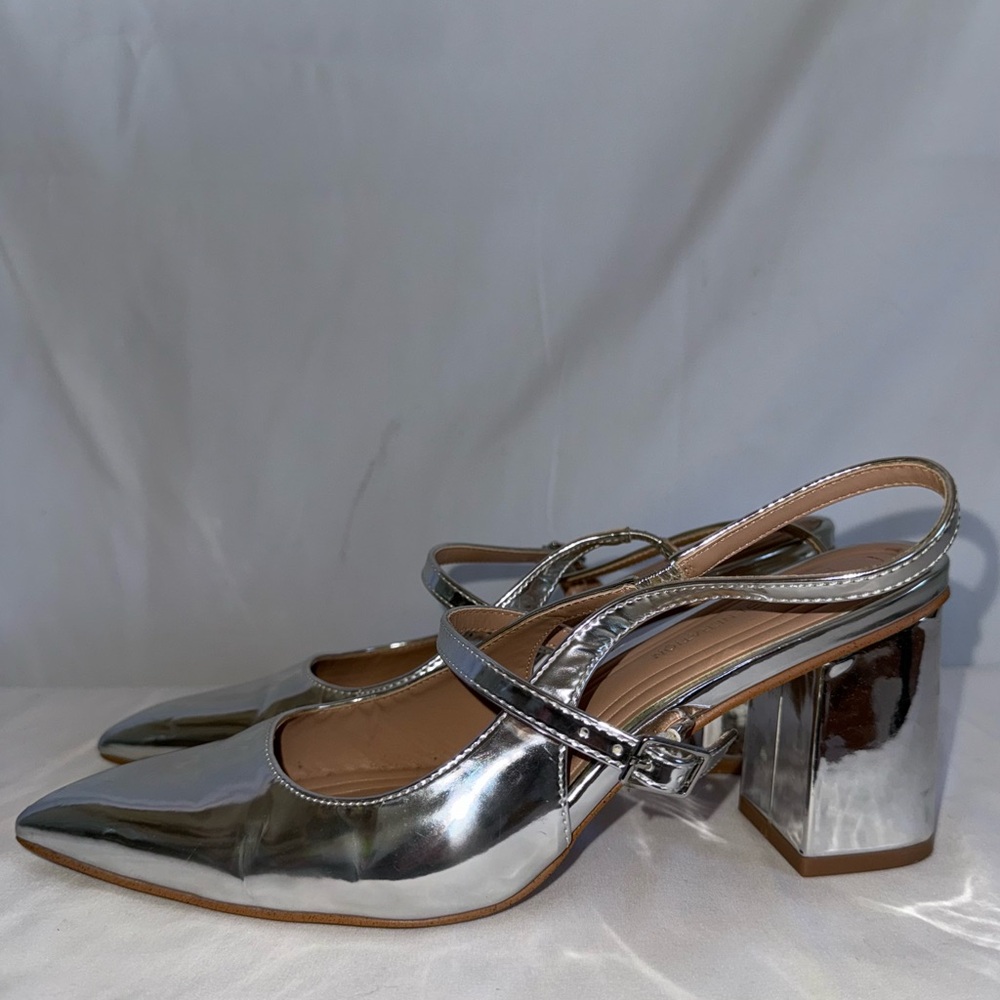Bcbgeneration Metallic Silver Slingback Heels - image 4